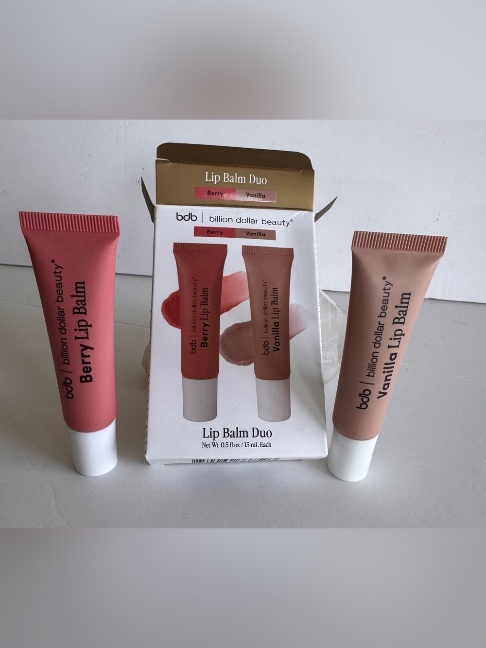 Billion Dollar Beauty Lip Balm Duo Berry & Vanilla 15ml NIB
